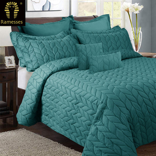 Ramesses 9 Pieces Ultrasonic Comforter Set Queen Teal V442-KIT-COMFORTER-9PCESULTRASONIC-TEAL-QS