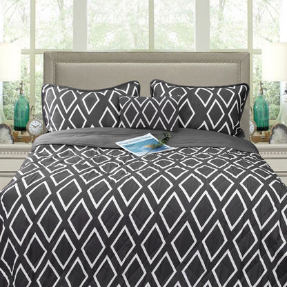Ramesses Alena Charcoal 4 Pcs Ultrasonic Comforter Set Queen V442-KIT-COMFORTER-ALENA4PCS-CHARCOAL-QS