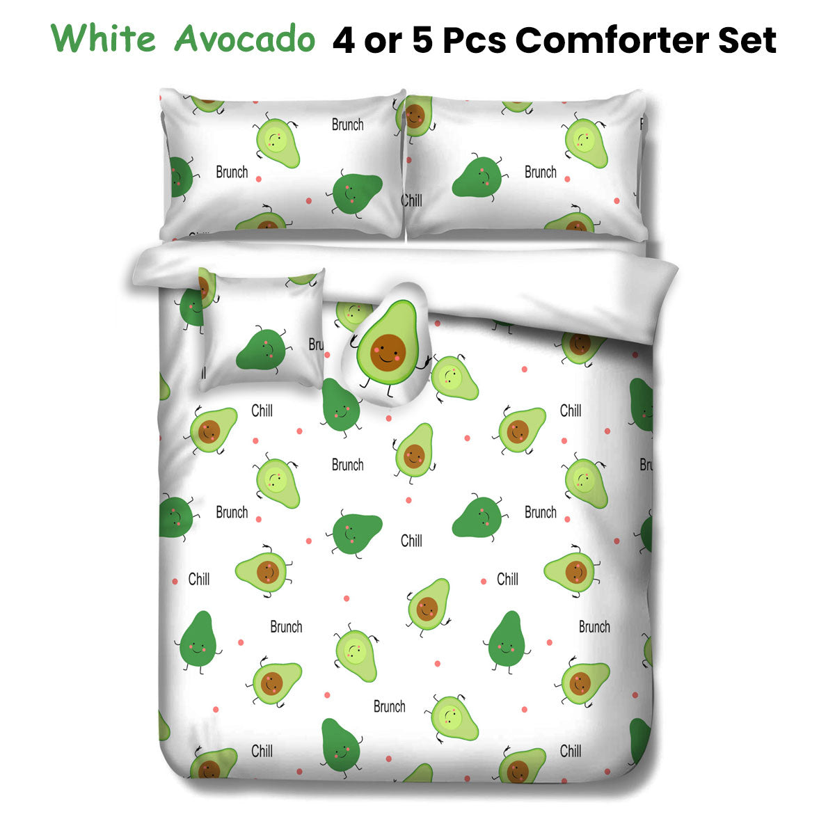Ramesses White Avocado Kids Advventure 5 Pcs Comforter Set Double V442-KIT-COMFORTER-AVOCADO-WHITE-DS