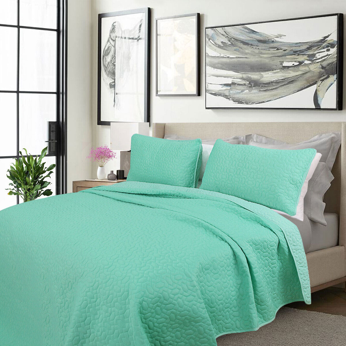 Shangri La 2000TC Carnival Glass Cooling Embroidered 3 Pcs Comforter Set King V442-KIT-COMFORTER-COOLING-CARNIVALGLASS-KI