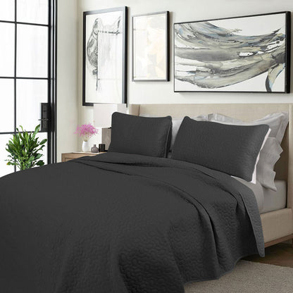 Shangri La 2000TC Charcoal Cooling Embroidered 3 Pcs Comforter Set King V442-KIT-COMFORTER-COOLING-CHARCOAL-KI