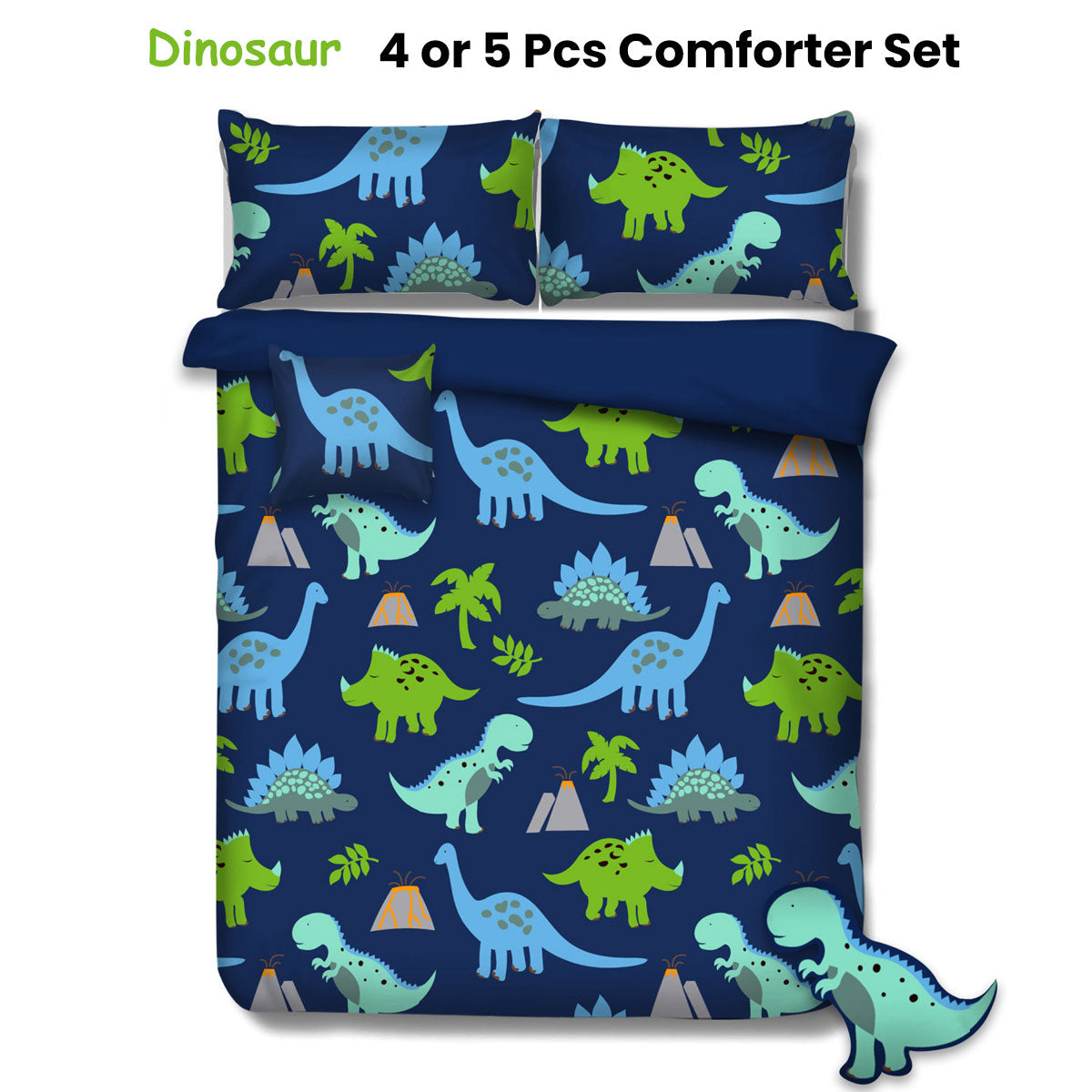 Ramesses Dinosaur Kids Advventure 5 Pcs Comforter Set Double V442-KIT-COMFORTER-DINOSAUR-NAVY-DS