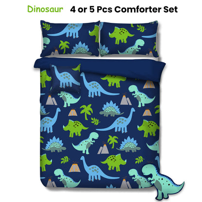 Ramesses Dinosaur Kids Advventure 5 Pcs Comforter Set Double V442-KIT-COMFORTER-DINOSAUR-NAVY-DS