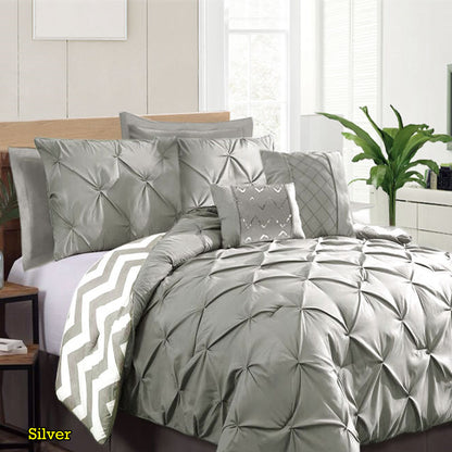 Ramesses 7 Piece Pinch Pleat Comforter Set Silver Queen V442-KIT-COMFORTER-PINCHPLEAT-SILVER-QS