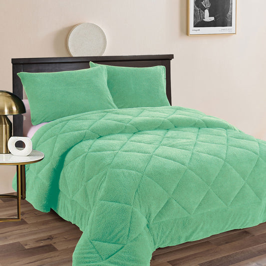 Ramesses Teddy Fleece 3 Pcs Comforter Set Aqua (Frost) Queen V442-KIT-COMFORTER-TEDDY-AQUA-QS