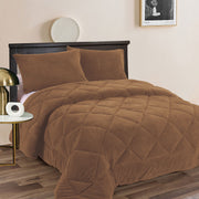 Ramesses Teddy Fleece 3 Pcs Comforter Set Camel Queen V442-KIT-COMFORTER-TEDDY-CAMEL-QS