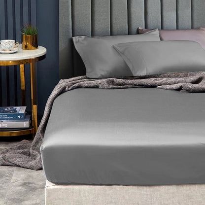 Ramesses 1500TC Elite Egyptian Cotton Sateen Fitted Sheet Combo Set Grey Single V442-KIT-FITTEDSS-1500TCEGYPTIANC-GREY-SB