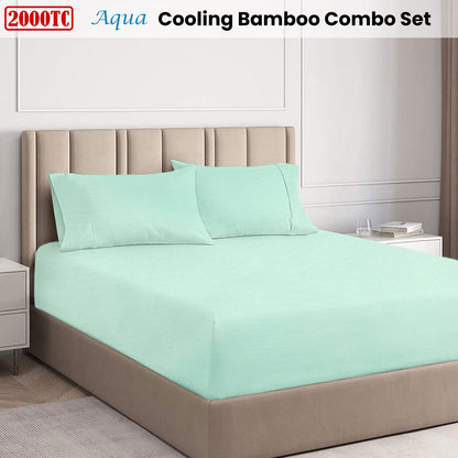 Ramesses Aqua 2000TC Cooling Bamboo Combo Set Single V442-KIT-FITTEDSS-2000COOLBAMBOO-AQUA-SB
