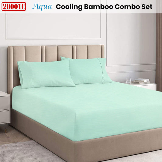 Ramesses Aqua 2000TC Cooling Bamboo Combo Set Single V442-KIT-FITTEDSS-2000COOLBAMBOO-AQUA-SB