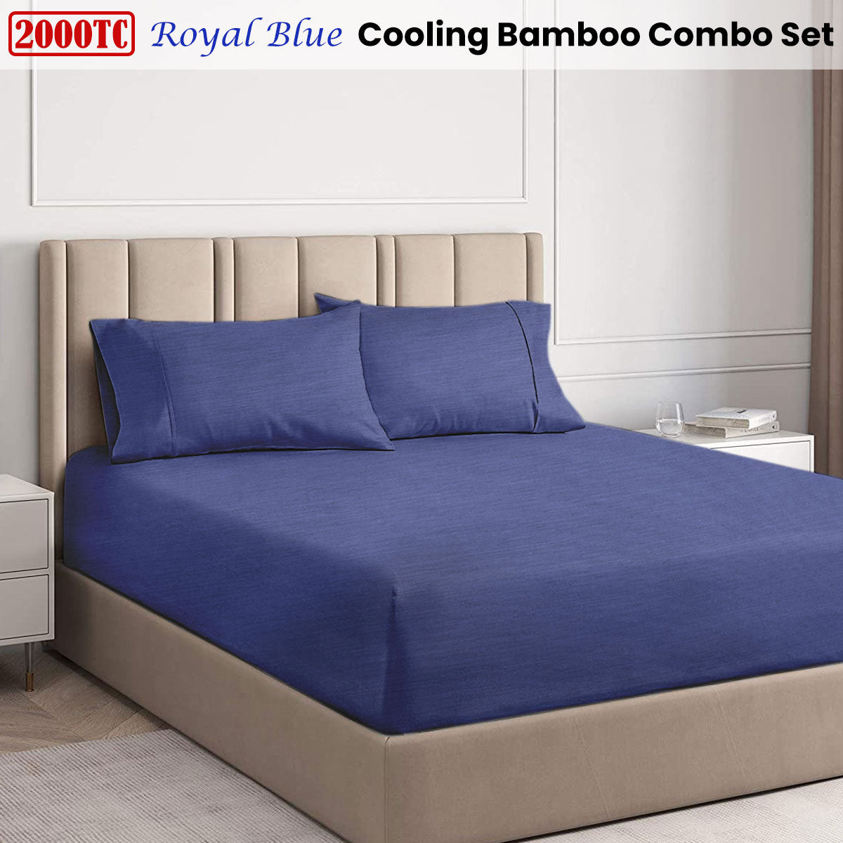 Ramesses Royal Blue 2000TC Cooling Bamboo Combo Set Queen V442-KIT-FITTEDSS-2000COOLBAMBOO-ROYALBLUE-QS
