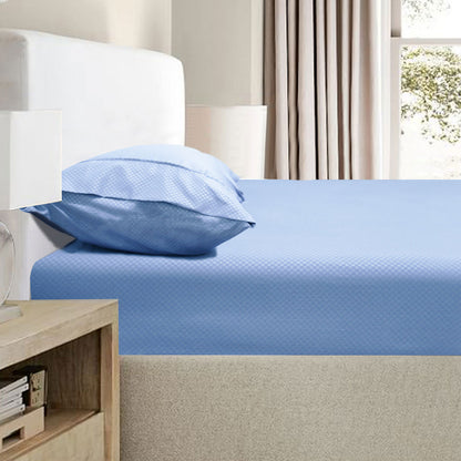 Ramesses 2000TC Bamboo Embossed Fitted Sheet Combo Set Mid Blue King Single V442-KIT-FITTEDSS-2000TCBAMBOO-MIDBLUE-KS