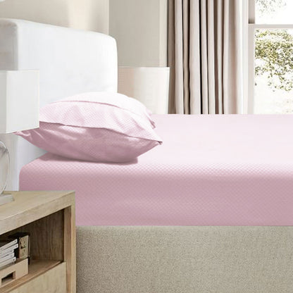 Ramesses 2000TC Bamboo Embossed Fitted Sheet Combo Set Pink Single V442-KIT-FITTEDSS-2000TCBAMBOO-PINK-SB
