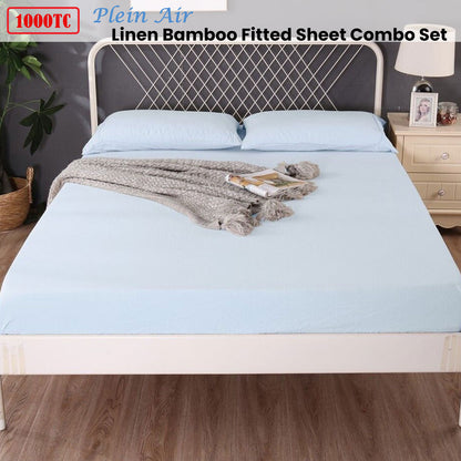 Ramesses 1000TC Linen Bamboo Fitted Sheet Combo Set Plein Air Single V442-KIT-FITTEDSS-LINENBAMBOO-PLEINAIR-SB