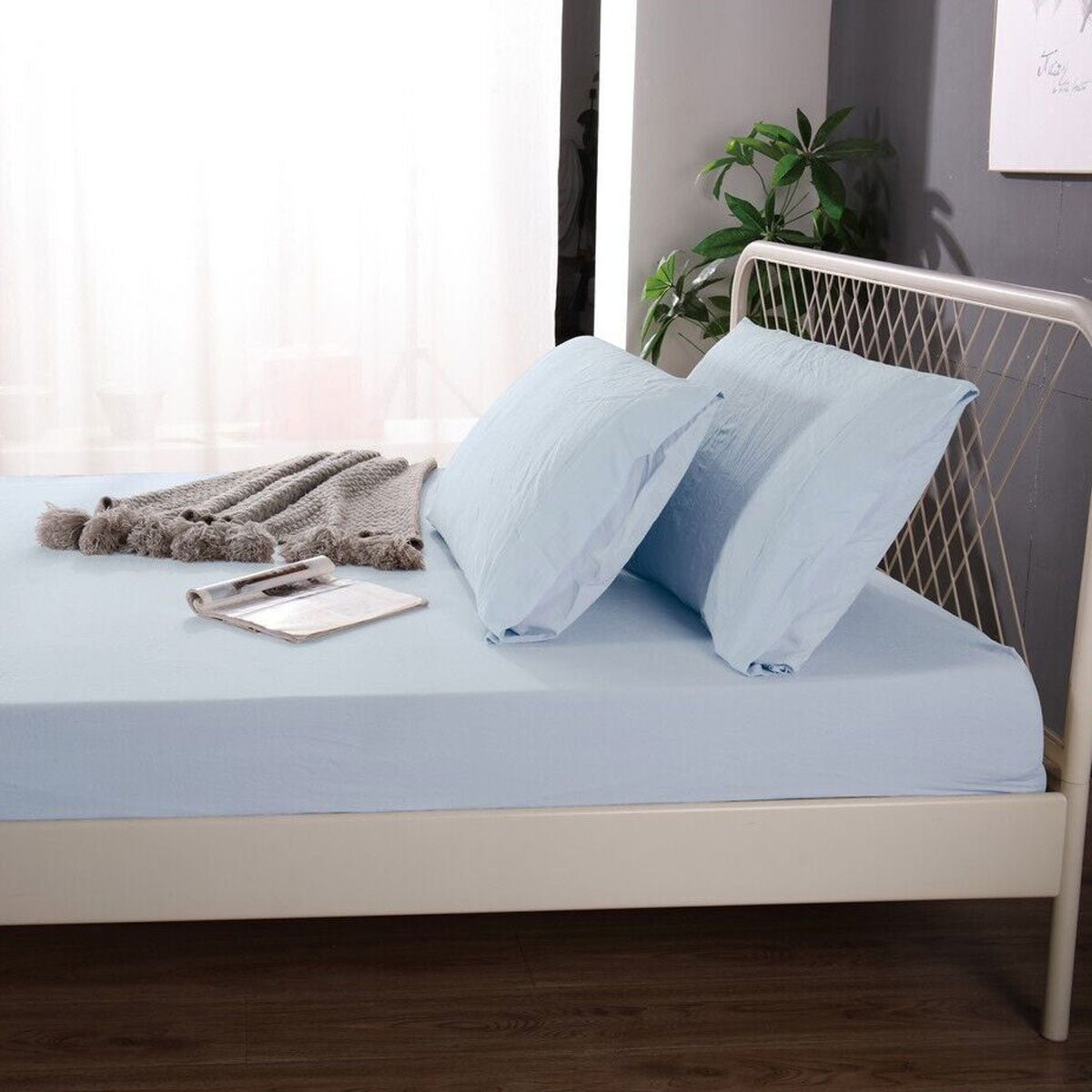 Ramesses 1000TC Linen Bamboo Fitted Sheet Combo Set Plein Air Single V442-KIT-FITTEDSS-LINENBAMBOO-PLEINAIR-SB