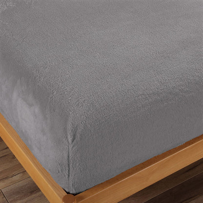 Ramesses Teddy Fleece Fitted Sheet Combo Set Charcoal Queen V442-KIT-FITTEDSS-TEDDYFLEECE-CHARCOAL-QS