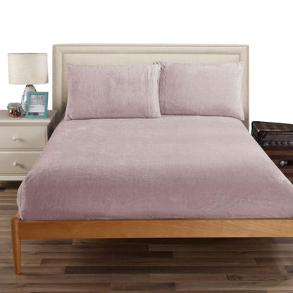 Ramesses Teddy Fleece Fitted Sheet Combo Set Dusty Pink Queen V442-KIT-FITTEDSS-TEDDYFLEECE-DUSTYPINK-QS