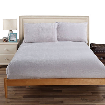 Ramesses Teddy Fleece Fitted Sheet Combo Set Grey King Single V442-KIT-FITTEDSS-TEDDYFLEECE-GREY-KS