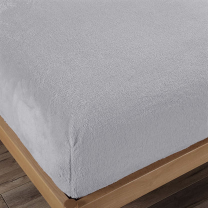 Ramesses Teddy Fleece Fitted Sheet Combo Set Grey Queen V442-KIT-FITTEDSS-TEDDYFLEECE-GREY-QS