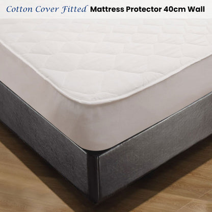 Shangri LaCotton Cover Fitted Mattress Protector Double V442-KIT-MATTRESSP-COTTONCOVER-WHITE-DS