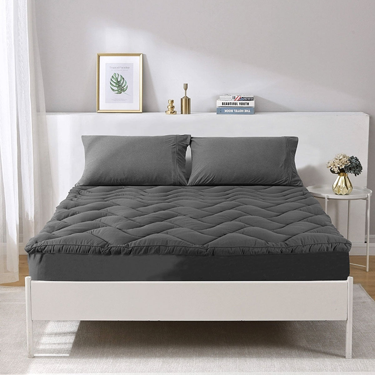 Ramesses 1000GSM Charcoal Mattress Topper Double V442-KIT-MATTRESST-1000GSM-CHARCOAL-DS