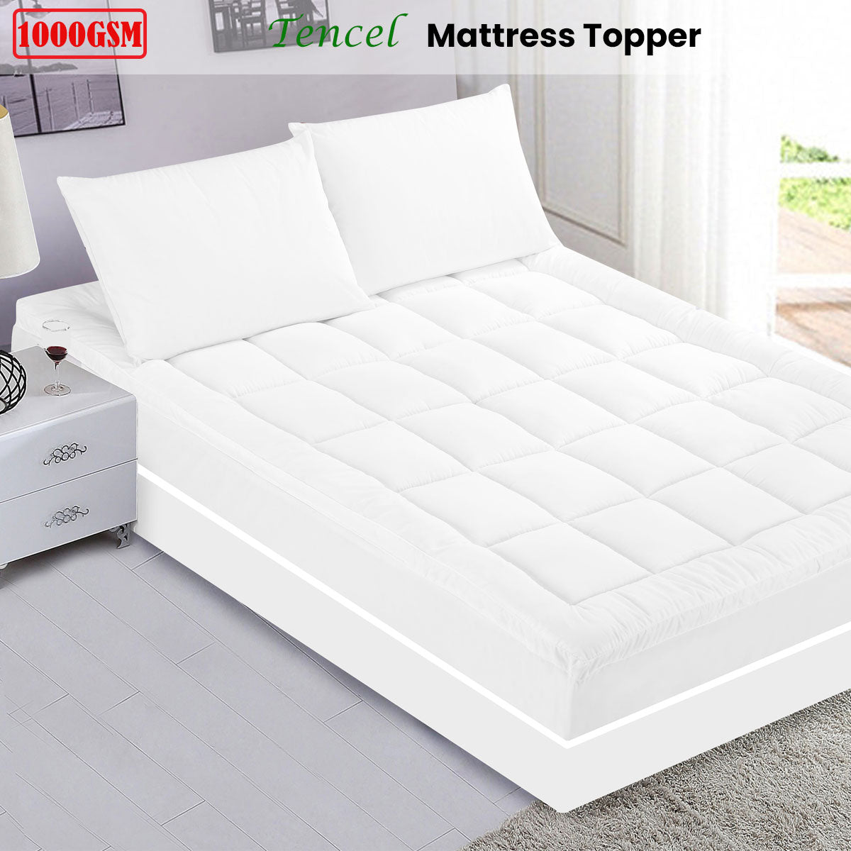 Ramesses 1000GSM Tencel Mattress Topper King Single V442-KIT-MATTRESST-1000GSMTENCEL-WHITE-KS