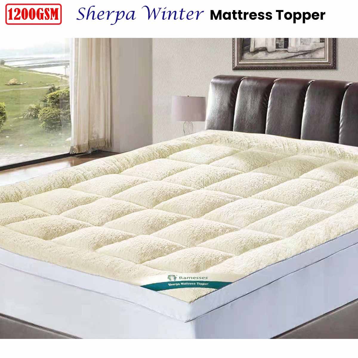Ramesses 1200GSM Sherpa Winter Mattress Topper King V442-KIT-MATTRESST-1600GSMSHERPA-WHITE-KI