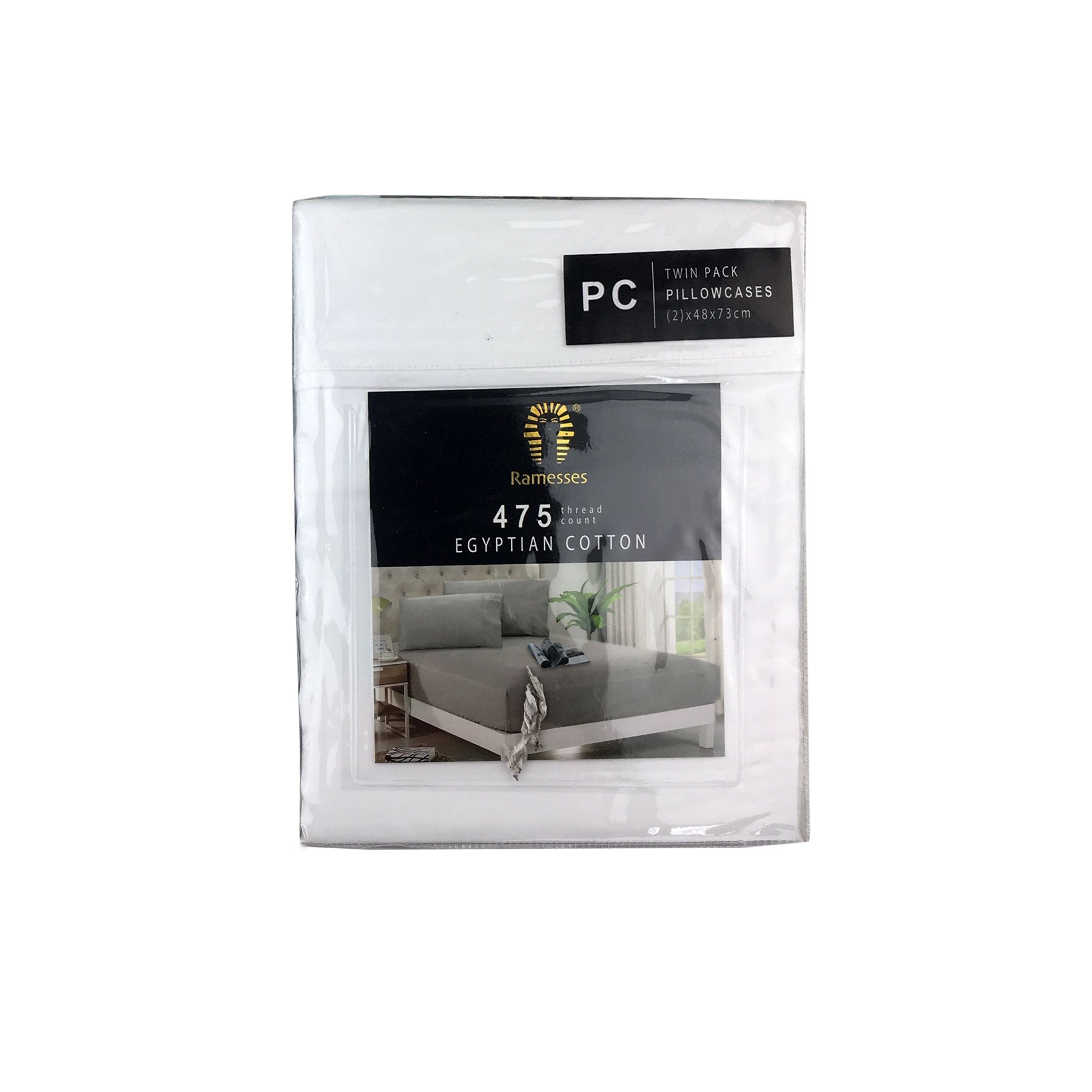 Ramesses 475TC Egyptian Cotton Twin Standard Pillowcases White V442-KIT-PILLOWC-EC475TC-WHITE-ST