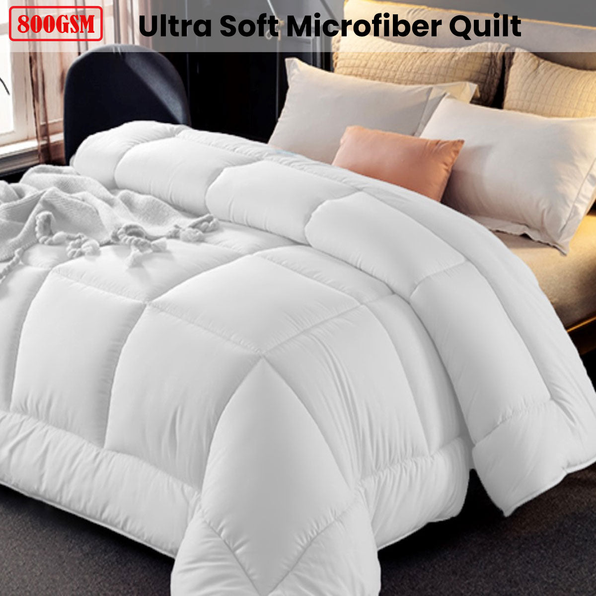 Ramesses 800GSM All Season Antibectiral Microfibre Quilt Queen V442-KIT-QUILT-800GSMMICROFIBRE-WHITE-QS