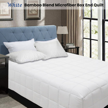Shangri La Bamboo Blend Microfiber Box End Quilt White King Single V442-KIT-QUILT-BOXEND-WHITE-KS