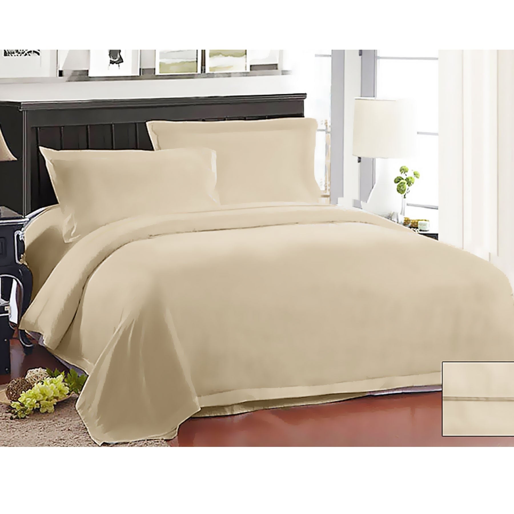 Ramesses 1000TC American Pima Cotton Quilt Cover Set Linen Queen V442-KIT-QUILTCS-1000TCPIMACOTTON-LINEN-QS