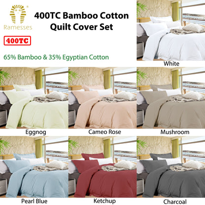 Ramesses Bamboo Cotton Quilt Cover Set Cameo Rose Queen V442-KIT-QUILTCS-BAMBOOCOTTON-CAMEOROSE-QS