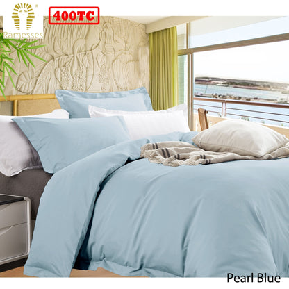 Ramesses Bamboo Cotton Quilt Cover Set Pearl Blue Queen V442-KIT-QUILTCS-BAMBOOCOTTON-PEARLBLUE-QS