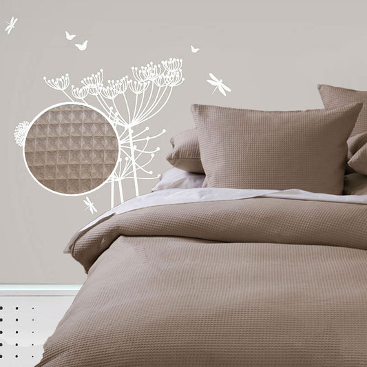 Waffle Quilt Cover Set - Linen - Single V442-KIT-QUILTCS-WAFFLE-LINEN-SB