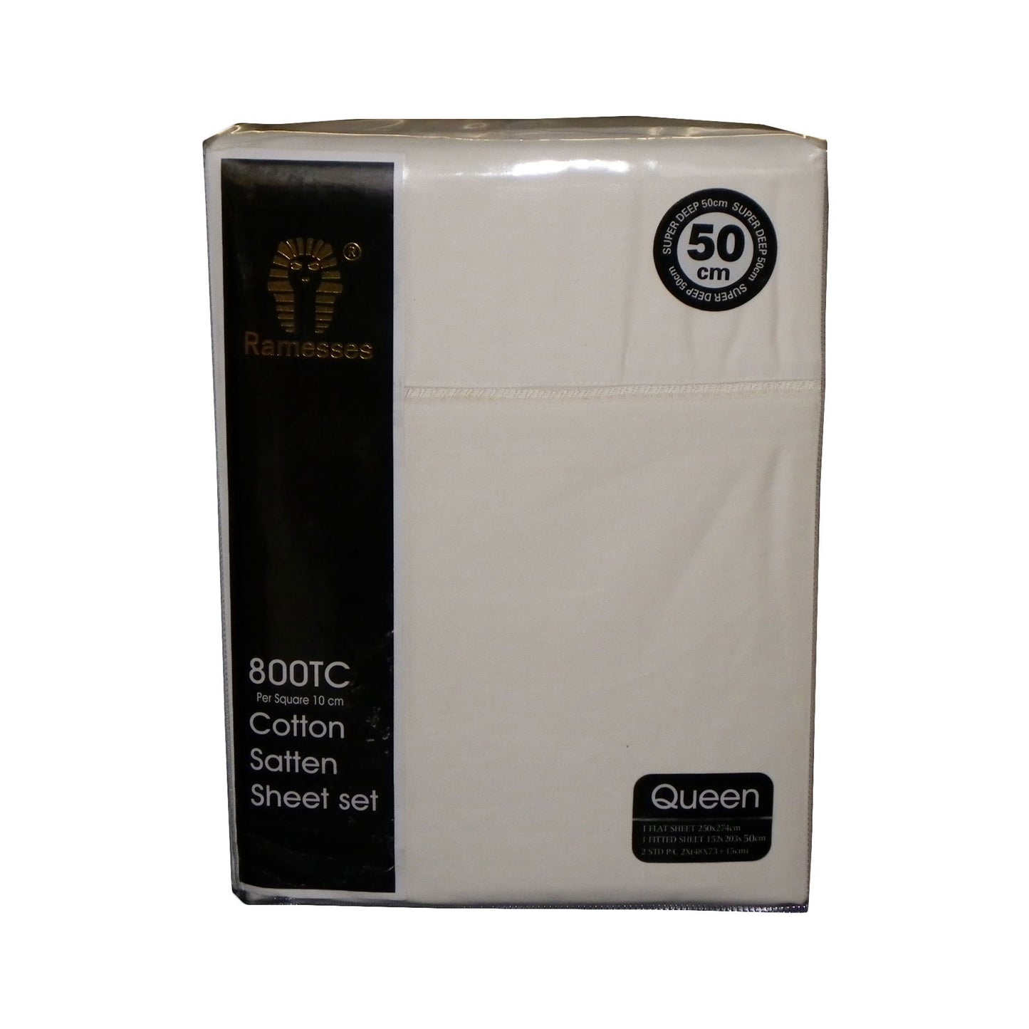 800TC Ramesses Cotton Sateen Sheet Set Cream King V442-KIT-SHEETS-800TC-CREAM-KI