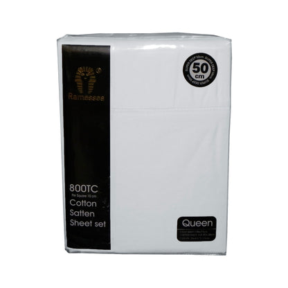 800TC Ramesses Cotton Sateen Sheet Set White King V442-KIT-SHEETS-800TC-WHITE-KI