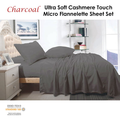 Shangri La Cashmere Touch Micro Flannelette Sheet Set Charcoal King V442-KIT-SHEETS-CASHMEREFLANNEL-CHARCOAL-KI