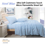 Shangri La Ultra Soft Cashmere Touch Micro Flannelette Sheet Set Steel Blue Queen V442-KIT-SHEETS-CASHMEREFLANNEL-STEELBLUE-QS