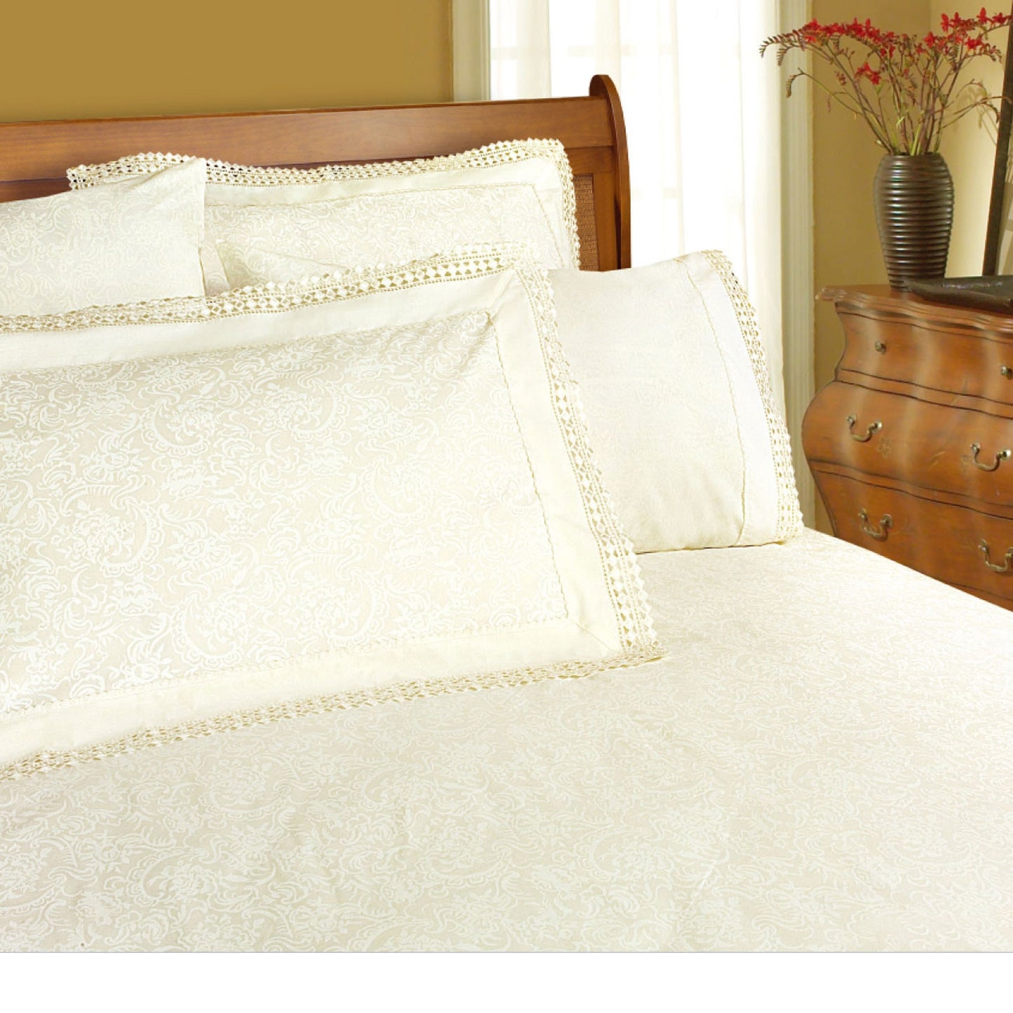 Shangri La Microfibre Machine Lace Sheet Set Cream King V442-KIT-SHEETS-MICROFIBREMACHINELACE-CREAM-KI