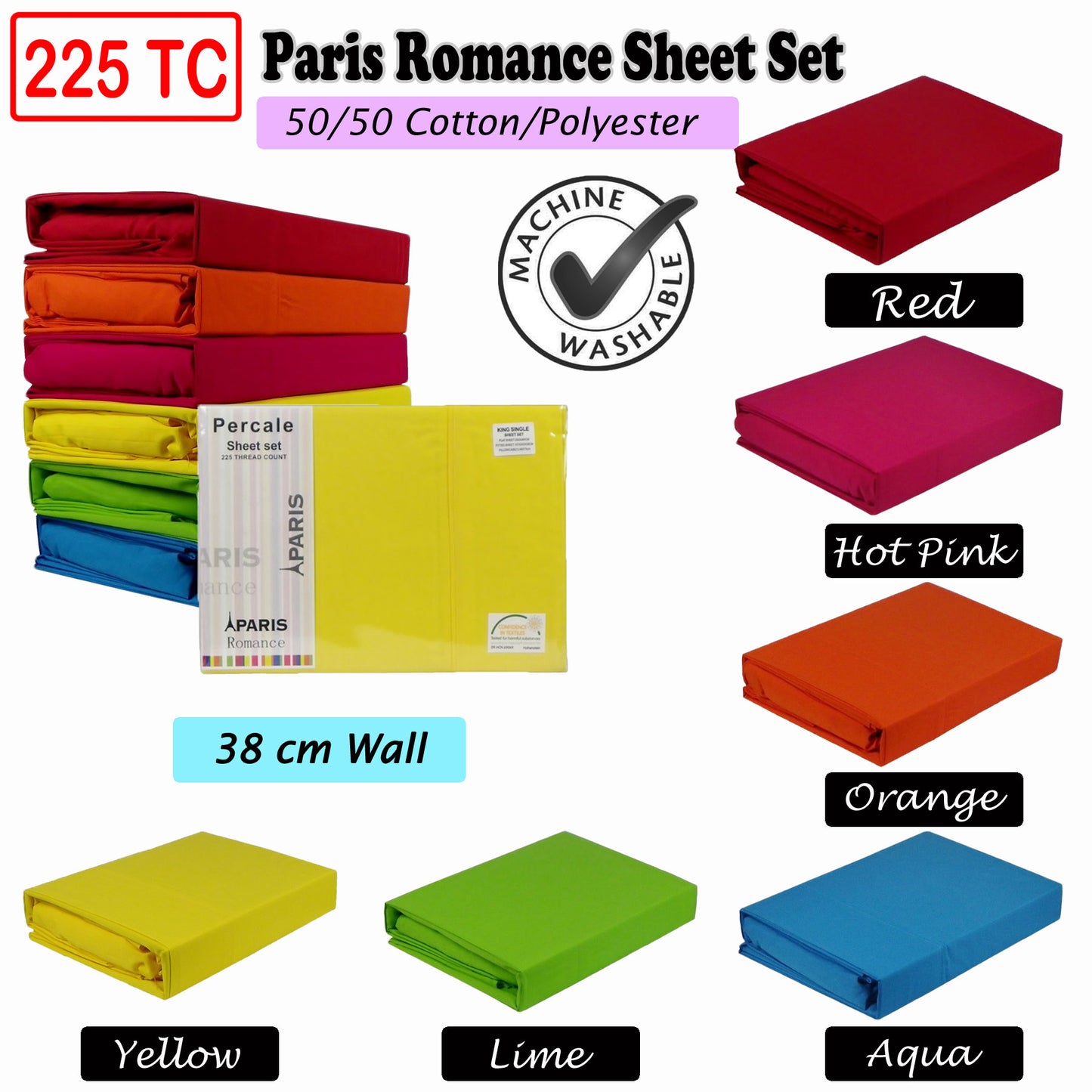 225TC Paris Romance Sheet Set Red DOUBLE V442-KIT-SHEETS-PARISROMANCE-RED-DS