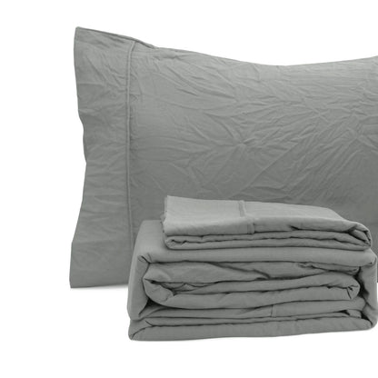 Ramesses Charcoal Pebble Wash Linen Look Alternative Sheet Set King V442-KIT-SHEETS-PEBBLEWASHLINEN-CHARCOAL-KI