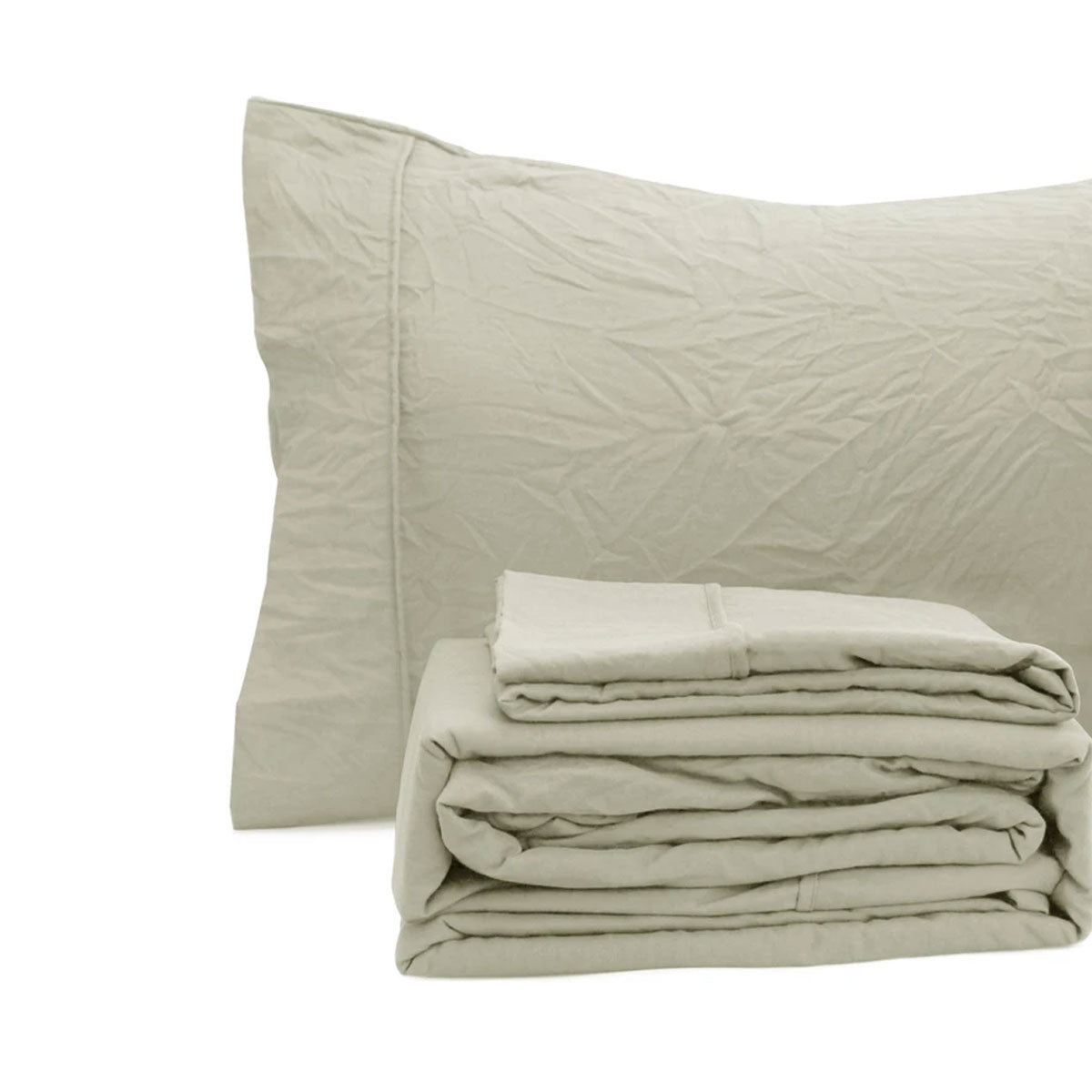 Ramesses Oatmeal Pebble Wash Linen Look Alternative Sheet Set Single V442-KIT-SHEETS-PEBBLEWASHLINEN-OATMEAL-SB