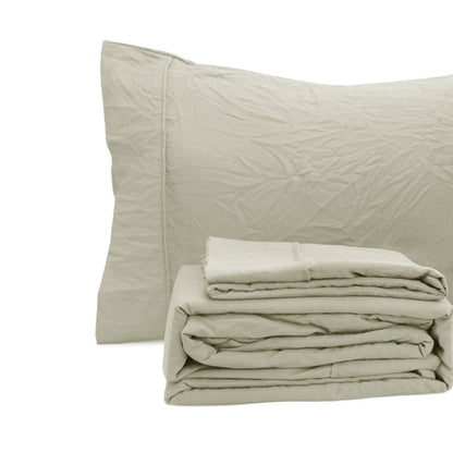 Ramesses Oatmeal Pebble Wash Linen Look Alternative Sheet Set Single V442-KIT-SHEETS-PEBBLEWASHLINEN-OATMEAL-SB