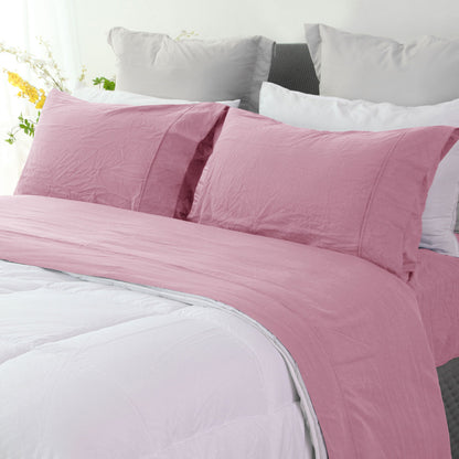 Ramesses Classic Rose Pebble Wash Linen Look Alternative Sheet Set King V442-KIT-SHEETS-PEBBLEWASHLINEN-ROSE-KI
