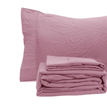 Ramesses Classic Rose Pebble Wash Linen Look Alternative Sheet Set King V442-KIT-SHEETS-PEBBLEWASHLINEN-ROSE-KI