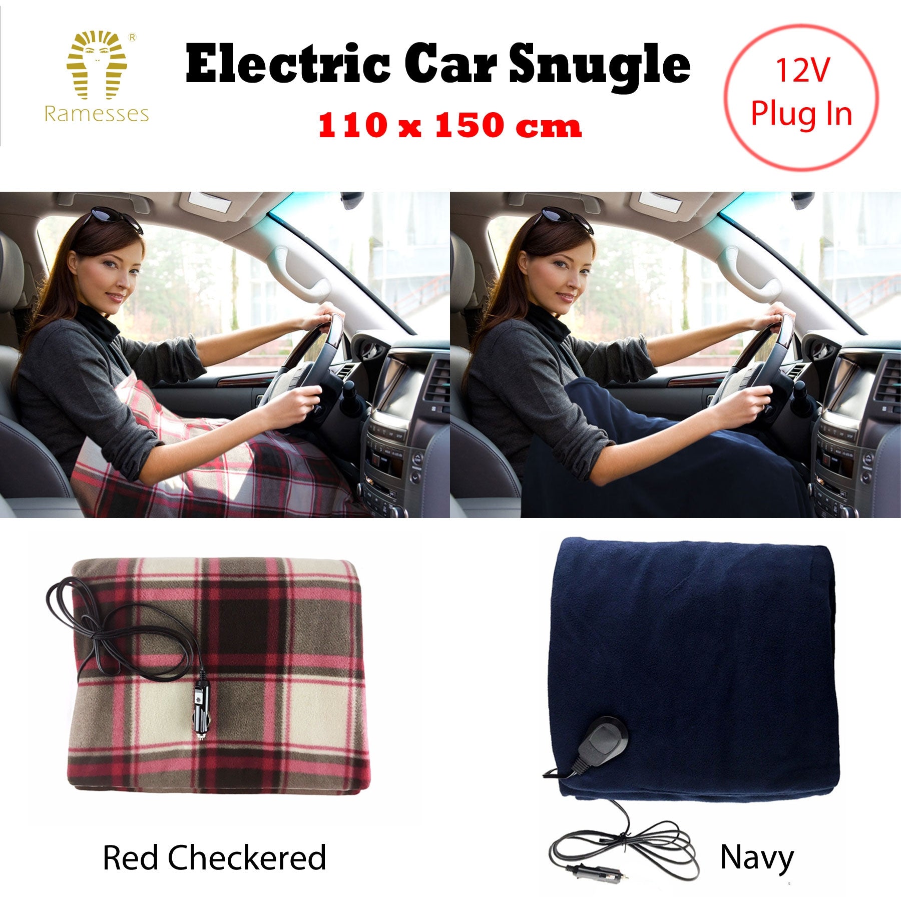 Ramesses Electric heated Car Snuggle 110 x 150 cm Navy V442-KIT-THROW-CARSNUGGLE-NAVY-RE