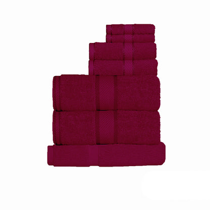 Kingtex 550gsm Cotton 7 Pce Towel Set Burgundy V442-KIT-TOWEL-7PTOWEL-BURGUNDY