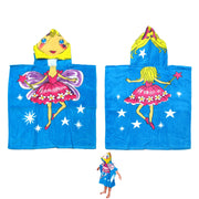 Cute Kids Cotton Hooded Towel Poncho 60 x 120 cm Ballerina Fairy V442-KIT-TOWEL-HOODEDBALLERINAFAIRY-BLUE-SH