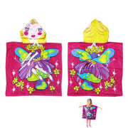 Cute Kids Cotton Hooded Towel Poncho 60 x 120 cm Fairy V442-KIT-TOWEL-HOODEDFAIRY-PINK-SH
