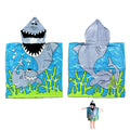 Cute Kids Cotton Hooded Towel Poncho 60 x 120 cm Shark V442-KIT-TOWEL-HOODEDSHARK-BLUE-SH