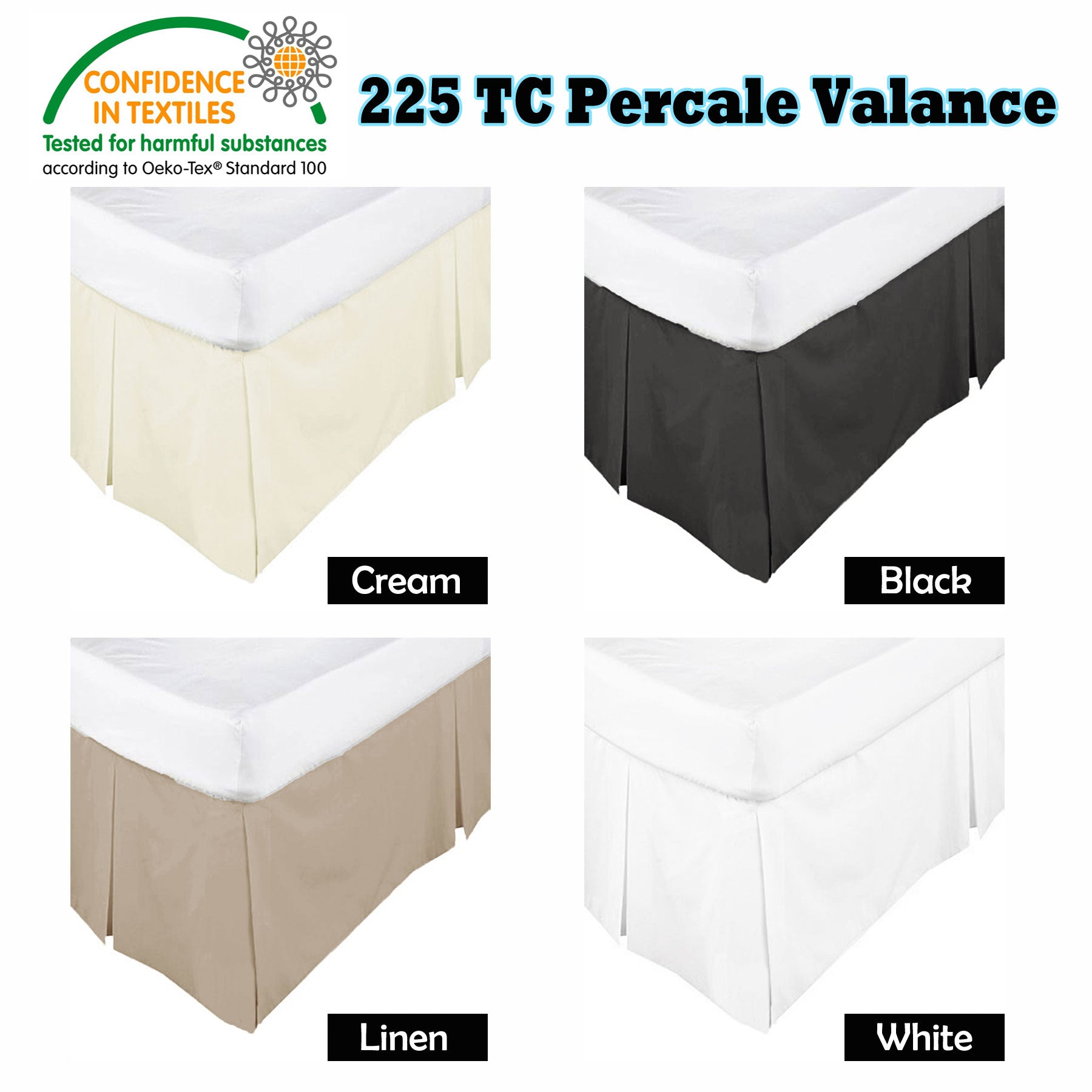 KINGDOM Box Pleated Valance Linen - QUEEN V442-KIT-VALANCE-225TC-LINEN-QS